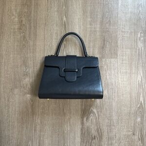 Gabor Cow Leather Soft Navy Blue Top Handle Bag With Detachable Shoulder Strap